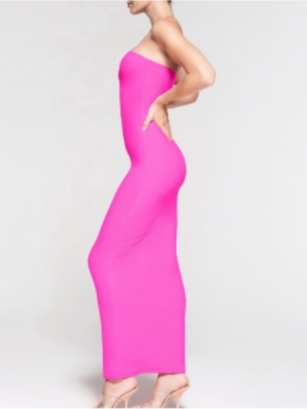 SKIMS Fits Everybody Tube Dress in a striking neon pink colorway size medium A-2